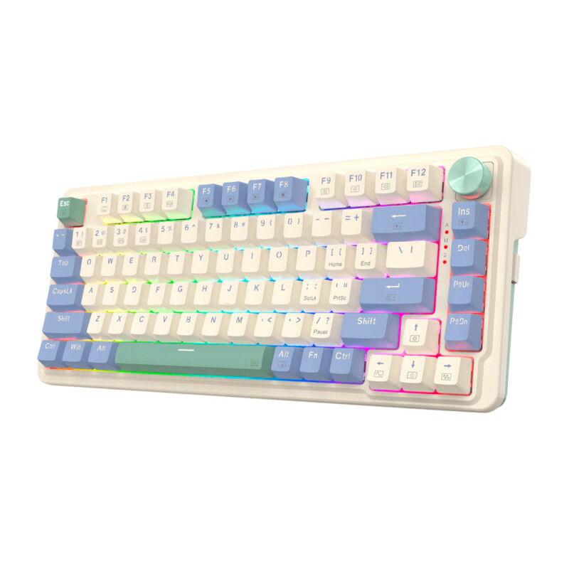 Teclado Gamer Redragon Ucal Pro RGB Cream Purple Green SP Teclado Gamer Redragon Ucal Pro RGB Cream Purple Green SP