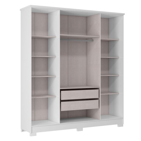 Ropero Armario Mónaco 4 Puertas 2 Cajones 1 Perchero y Estantería Con Espejo - Blanco Ropero Armario Mónaco 4 Puertas 2 Cajones 1 Perchero y Estantería Con Espejo - Blanco