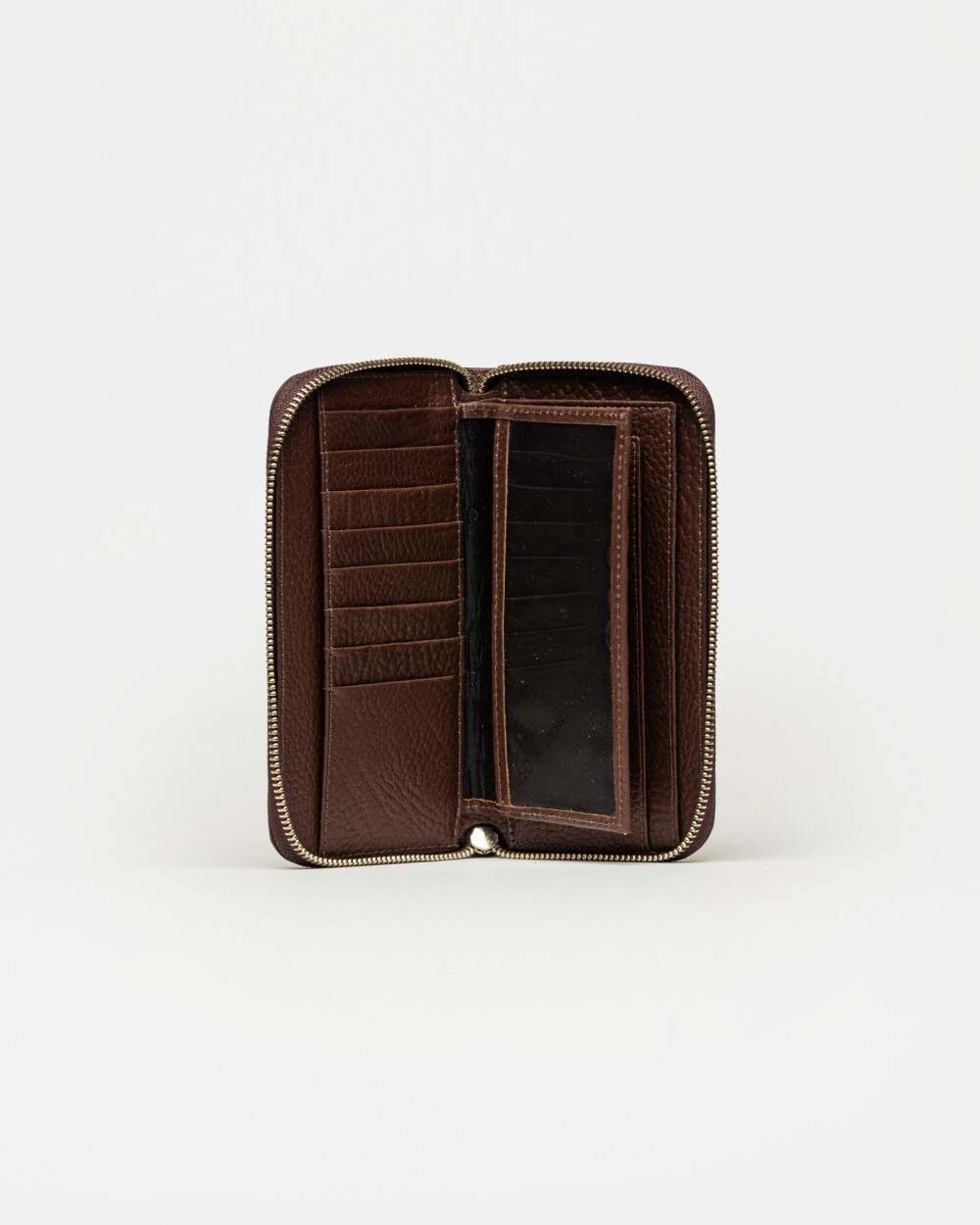 Billetera Denisse en cuero graneado Chocolate