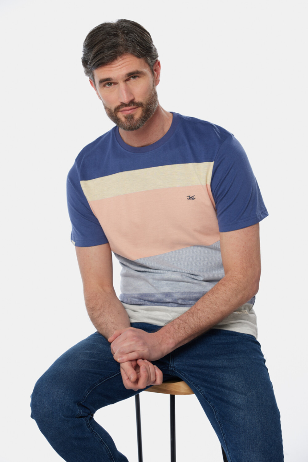 REMERA RAYADA Coral