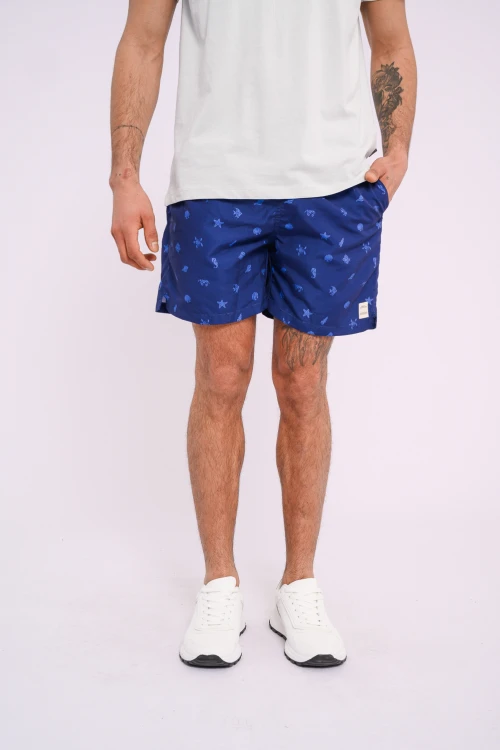 Short de baño estampado Azul
