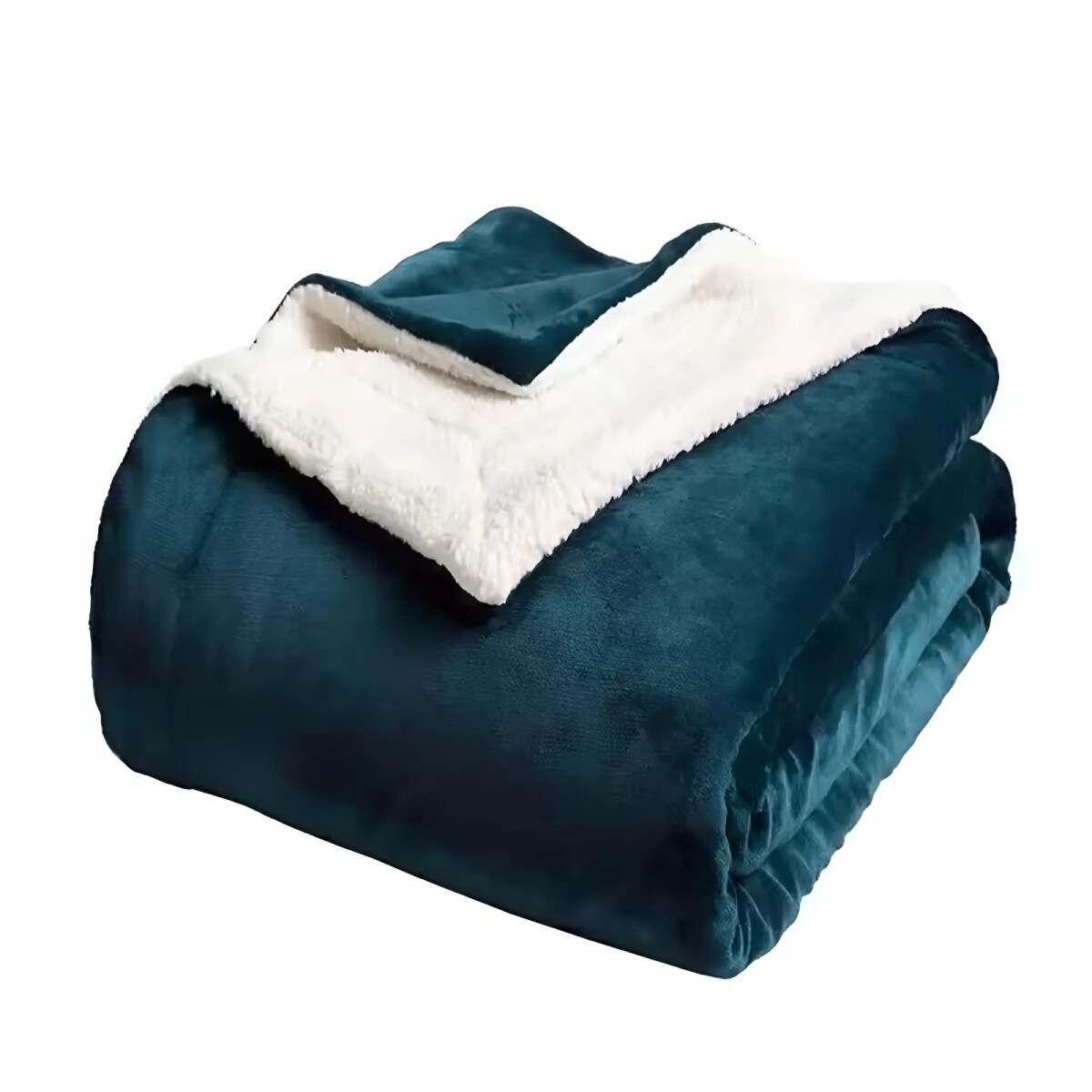 Frazada Manta Polar Con Corderito Acolchado 2 Plazas 230x200 - Variante Color Verde Oscuro 