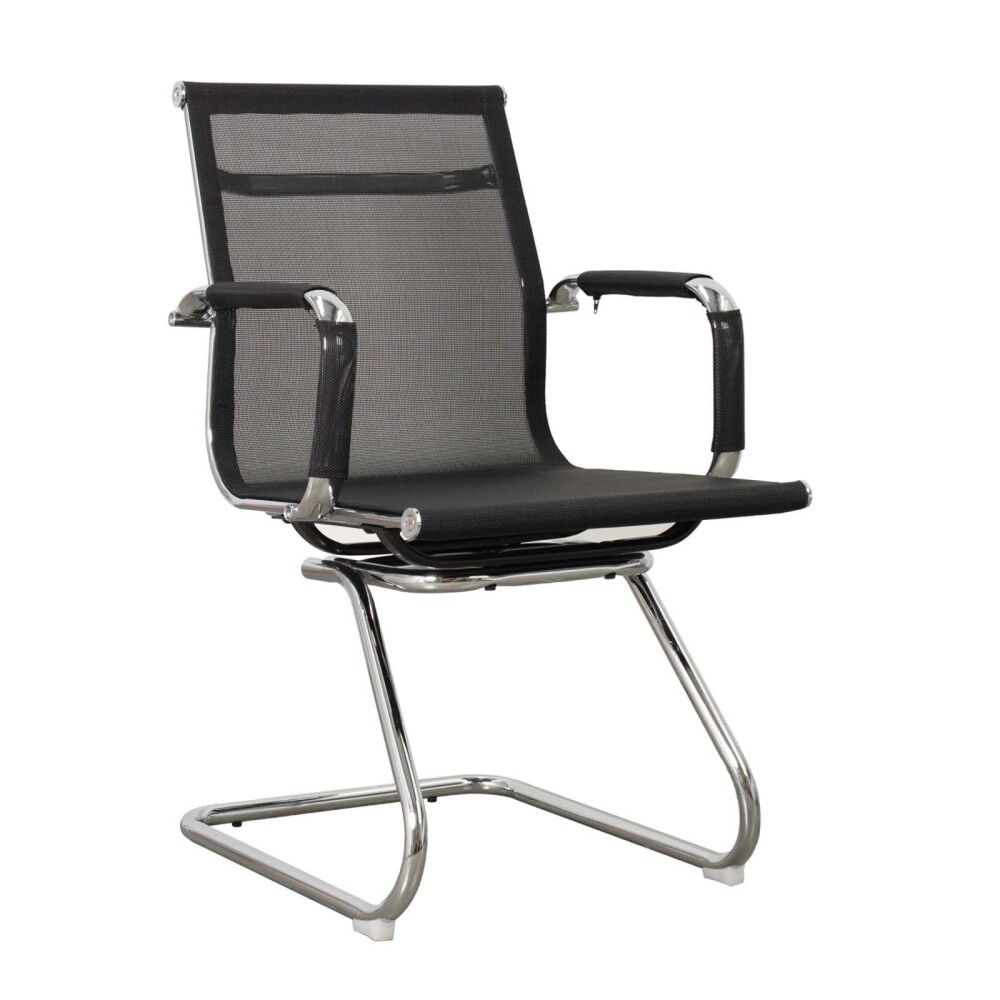 SILLA DE VISITA MALLA-Y-METAL NEGRO MALLA