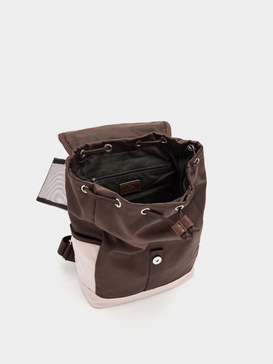 Mochila Color Block Con Nylon burdeos