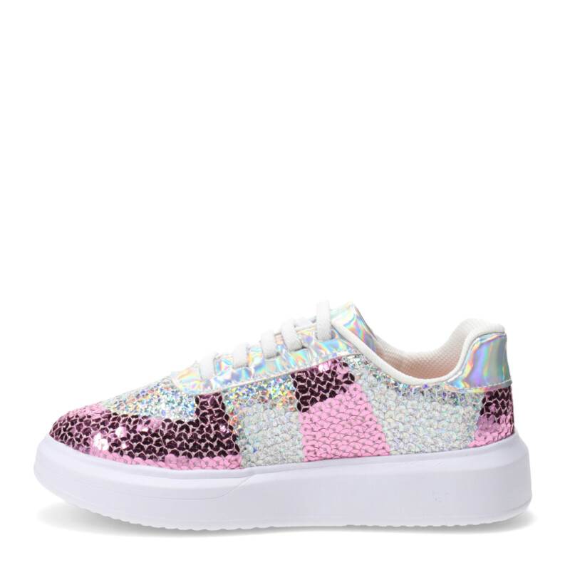 Championes Infantiles Bibi Glam Lentejuelas Plateado - Rosado