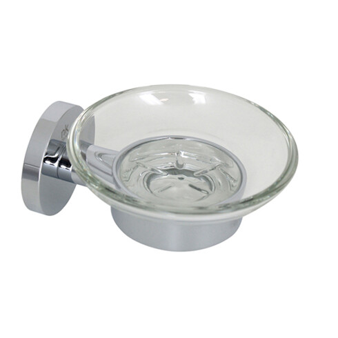 PIEZA DE VIDRIO CON BASE PORTA CEPILLO METAL CROMO BRILLO CROMO