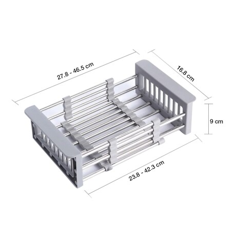 Escurridor Extensible de Pileta Seca Platos Frutas Verduras Gris