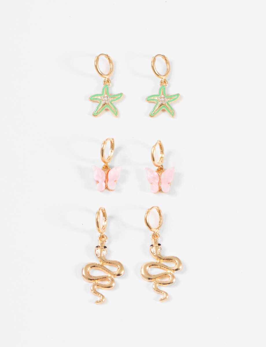 Set aros dije nature - dorado 