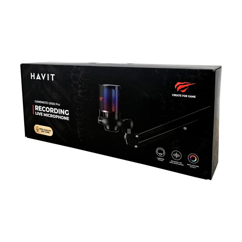 Micrófono Havit GK50 Pro Streaming RGB Black Micrófono Havit GK50 Pro Streaming RGB Black