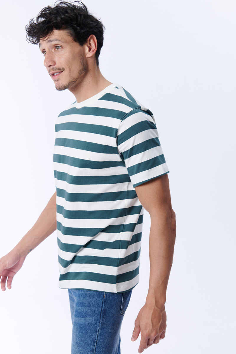 Remera Rayas Verde Y Crudo