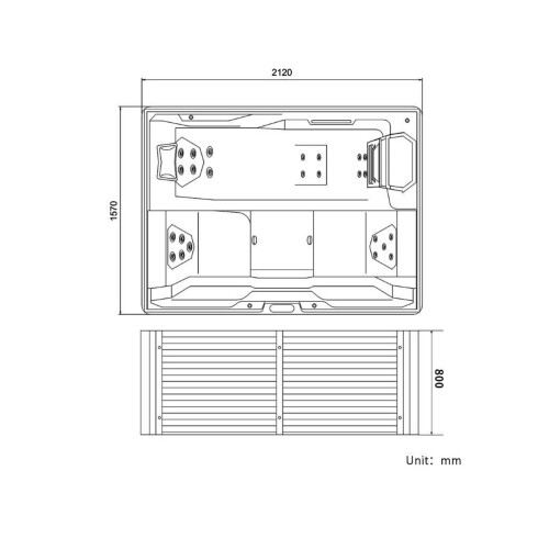 HIDROMASAJE EXTERIOR PARA 3 PERSONAS 2.12X1.57X80 INCLUYE CALENTADOR, PARLANTES CON BLUETOOTH, COBERTOR Y ESCALERA AQUALIA 000