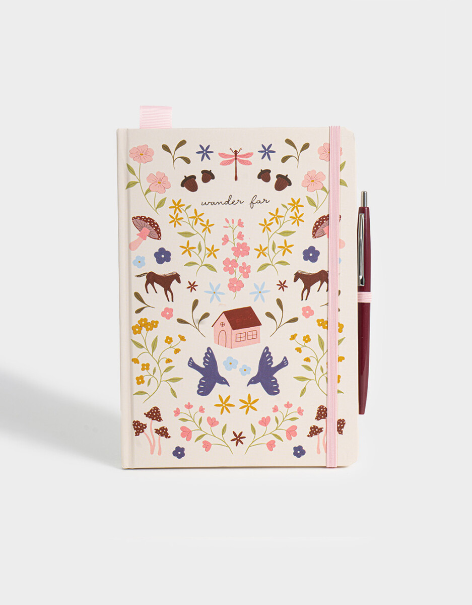 Set De Librería Con Cuaderno A5 De Pu Con Elástico Con Lapicera 