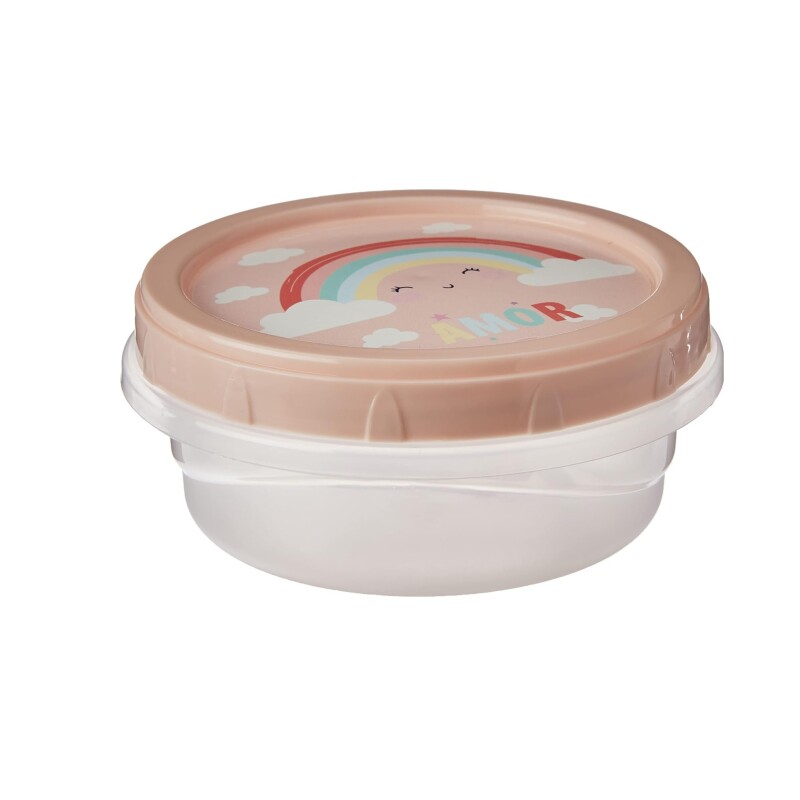 Recipiente Infantil con Tapa a Rosca 390 ml Arcoíris Rosa - Plasútil BAZAR PLASTICO RECIP ROSCA DEC 390ML ARCOIRIS ROSA