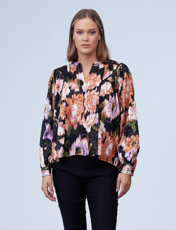 Blusa Saten Print MULTI/ROSA