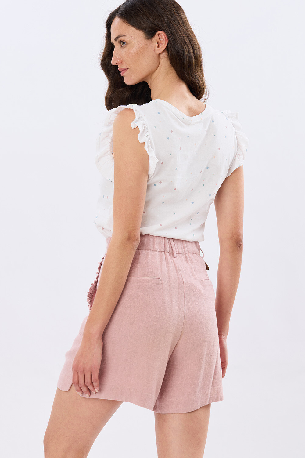 SHORT LISO DE LINO Rosa