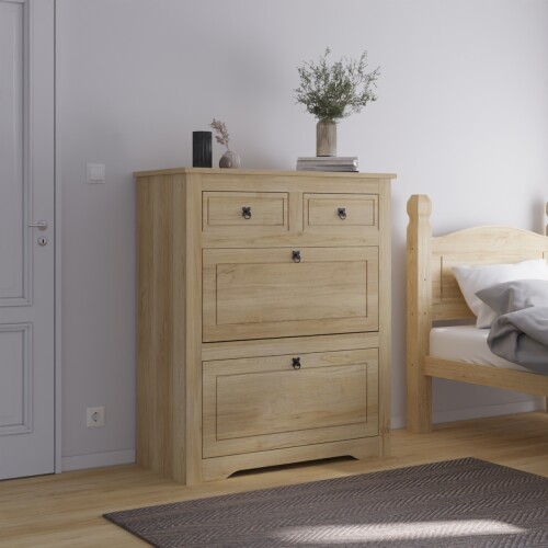 Comoda Zapatera Madera Maciza Linea Mexicana Natural