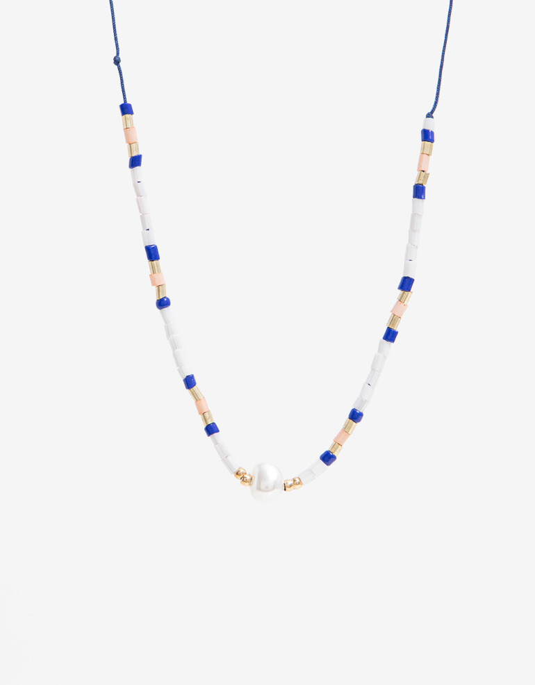 Collares Cortos Canutillos Collar Con Beads - Combinacion Multicolor