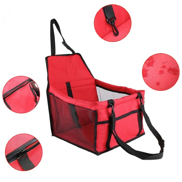 Bolso Transportador De Mascota Perro Gato Para Auto Viaje Variante Color Rojo