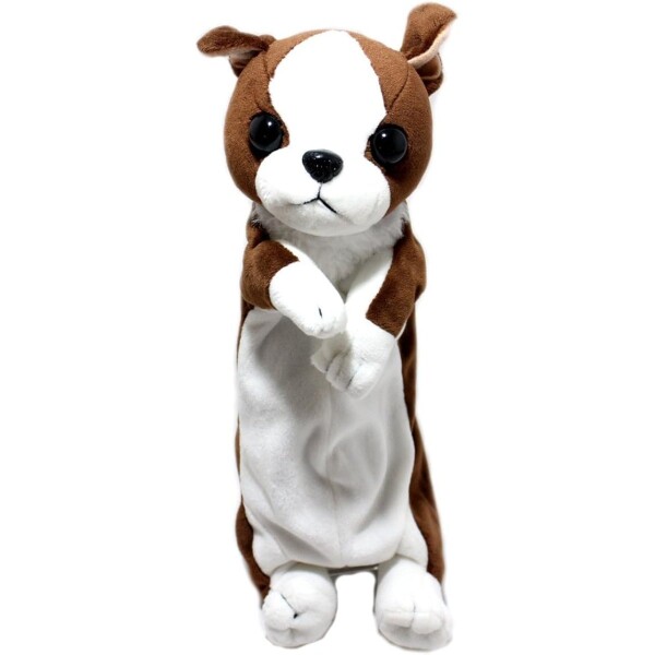 Cartuchera Escolar Peluiche Perro Infantil Con Cierre 2 en 1 Variante Color Marron