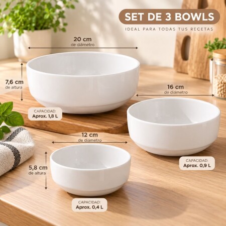 Combo Bowls De Porcelana Tramontina Paola - 3 Unidades Combo Bowls De Porcelana Tramontina Paola - 3 Unidades