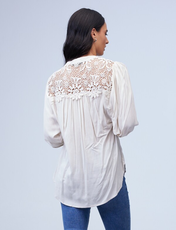 Blusa Crochet BEIGE CLARO