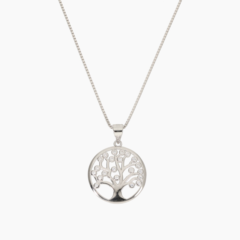 Cadena con dije de árbol de la vida en plata 925 y circonias Cadena Con Dije De árbol De La Vida En Plata 925 Y Circonias
