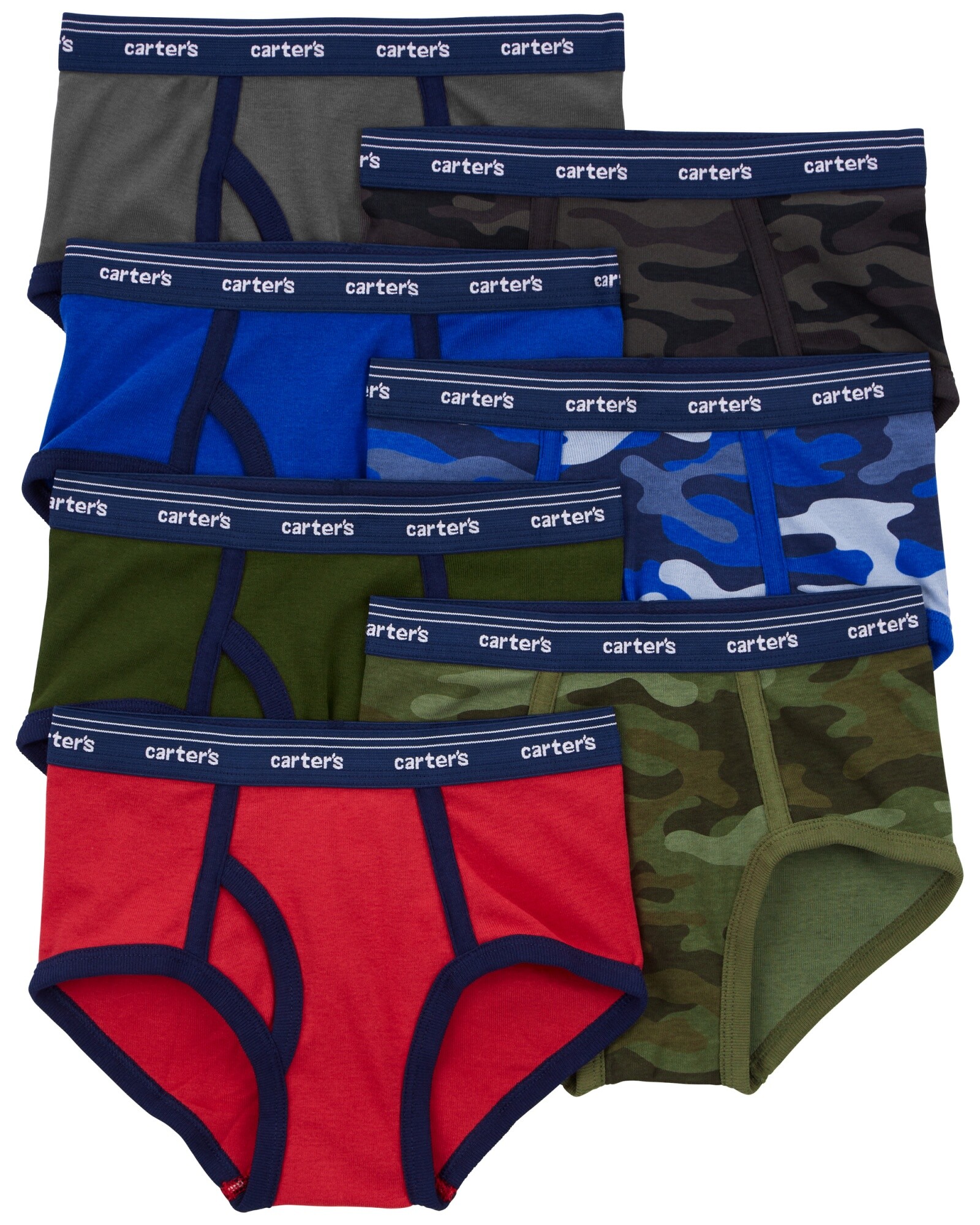 Pack siete calzoncillos slip de algodón, diseño camo Sin color
