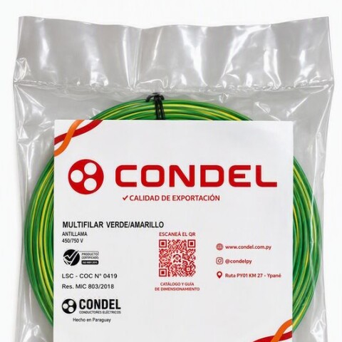 CABLE MULTIFILAR 6,00MM2 VERDE/AMARILLO CONDEL CABLE MULTIFILAR 6,00MM2 VERDE/AMARILLO CONDEL