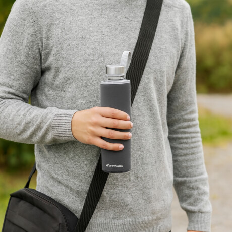 Botella de Vidrio con Funda 550 ml Gris Westmark Botella de Vidrio con Funda 550 ml Gris Westmark