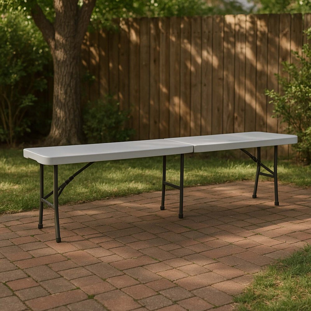 BANCO PLEGABLE POLIETILENO-Y-METAL BLANCO BAGAN