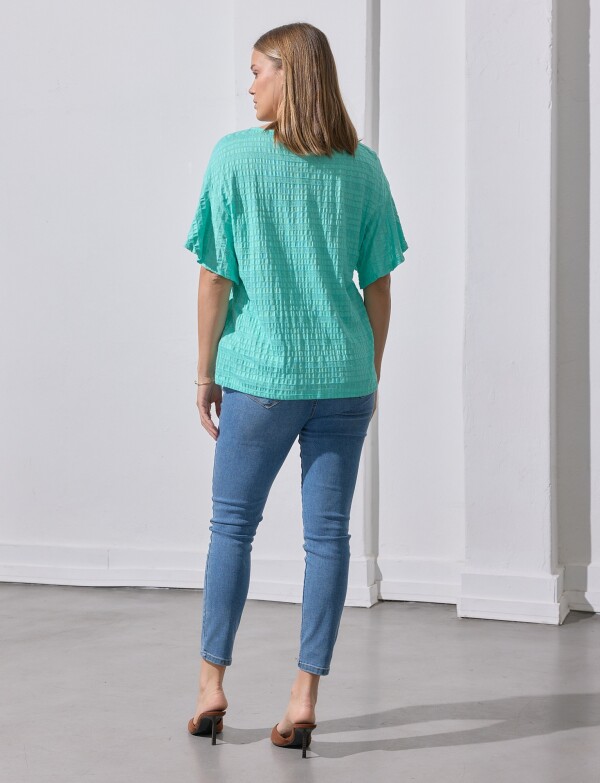 Blusa Punto Smocked VERDE AGUA