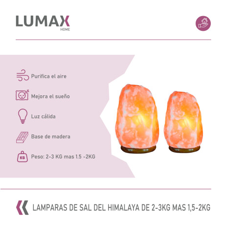 Lampara de sal del himalaya 2-3kg + 1,5 - 2kg Lampara de sal del himalaya 2-3kg + 1,5 - 2kg