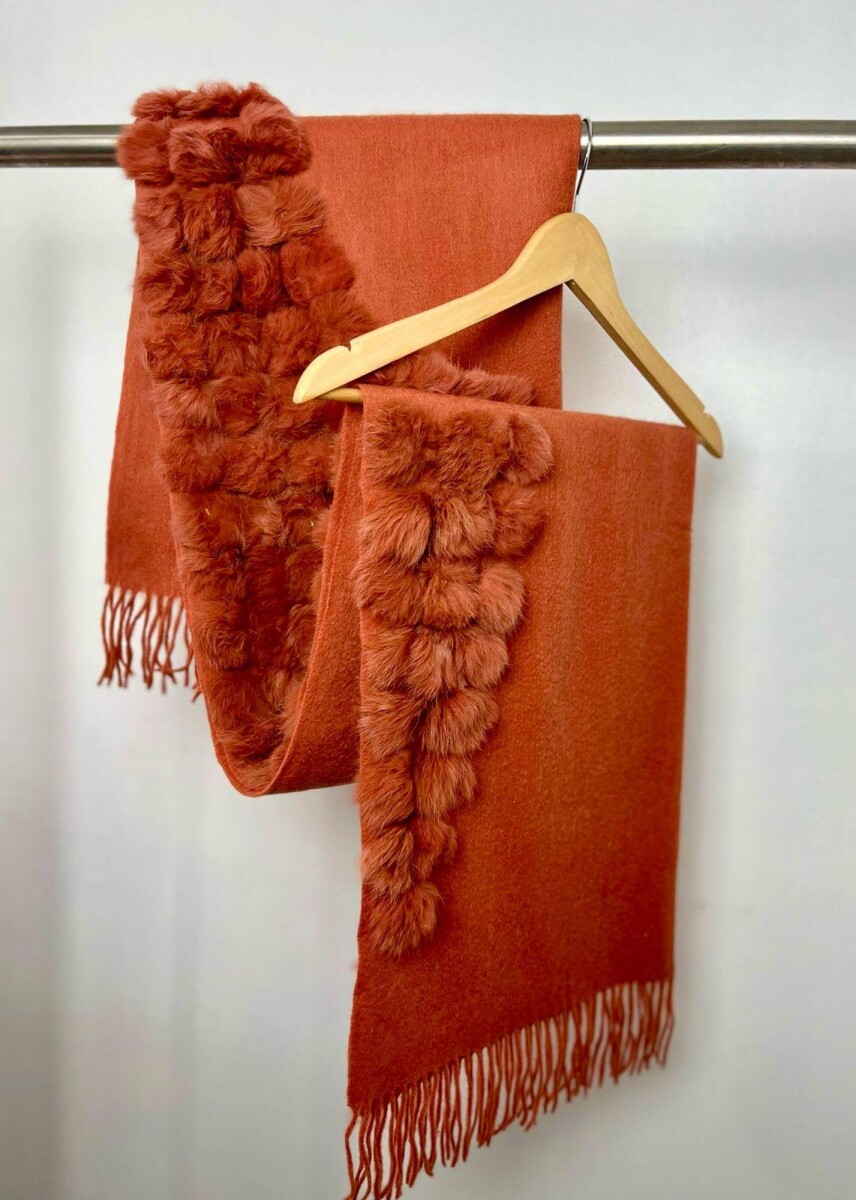 PASHMINA CASHMERE CON P.P CONEJO - TERRACOTA 