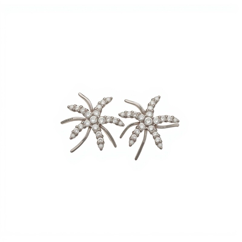 Caravanas Estrella-Plata 925-Piedra Zirconia-CA3153 conpiedra