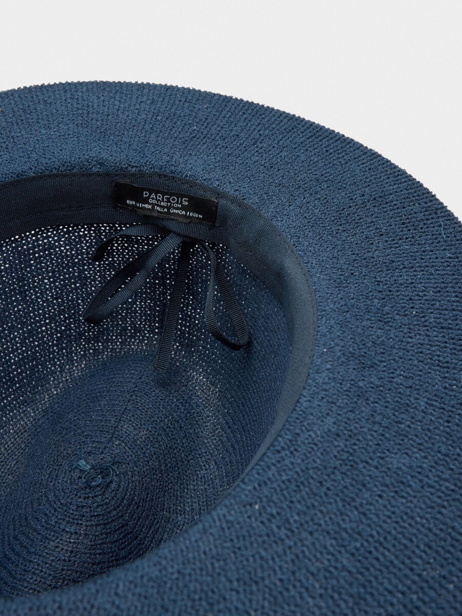 Sombrero De Punto Con Cintos Efecto Piel azul-marino
