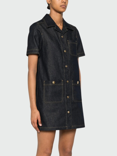 Moncler - Vestido entallado Abito Azul Denim