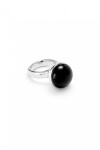 ANILLO EN ALEACIÓN DE METALES BAÑADO EN PLATA DE LEY CON MURANO NEGRO Anillo