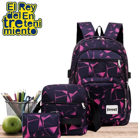 Set x3 Mochila Escuela Juvenil 18'' Expert Rosa