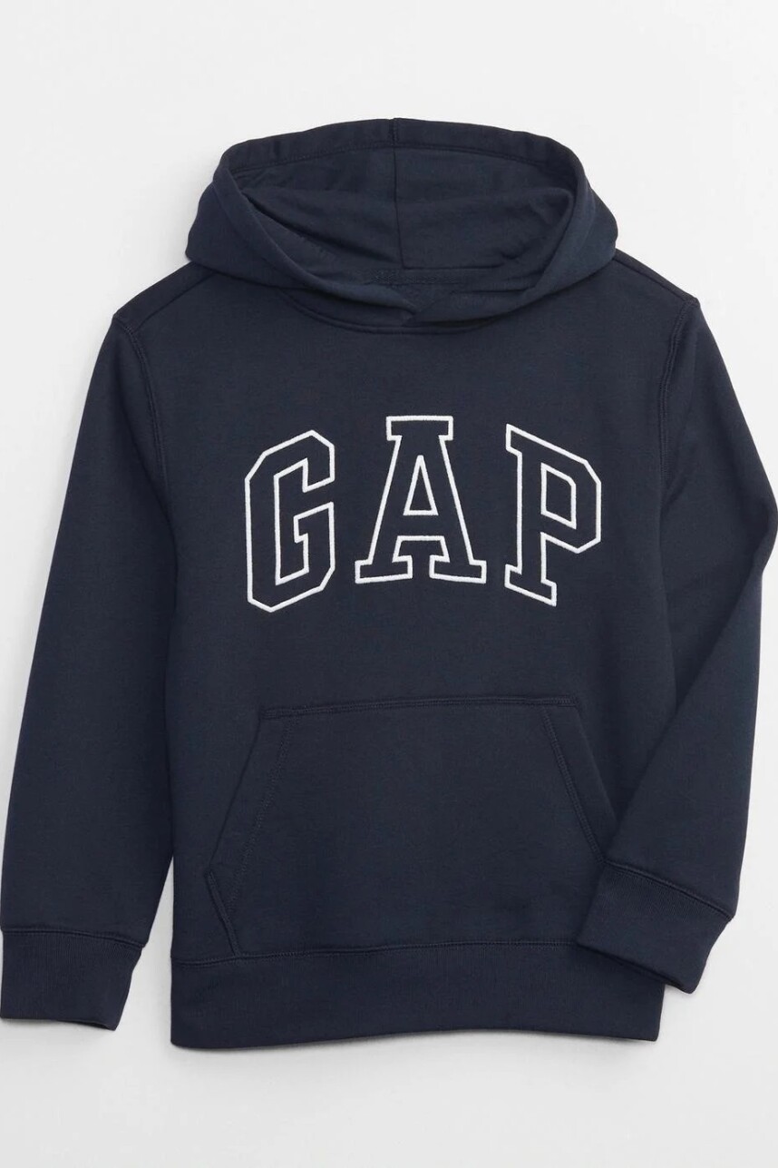 Buzo Canguro Logo Gap Con Felpa Niño Tapestry Navy