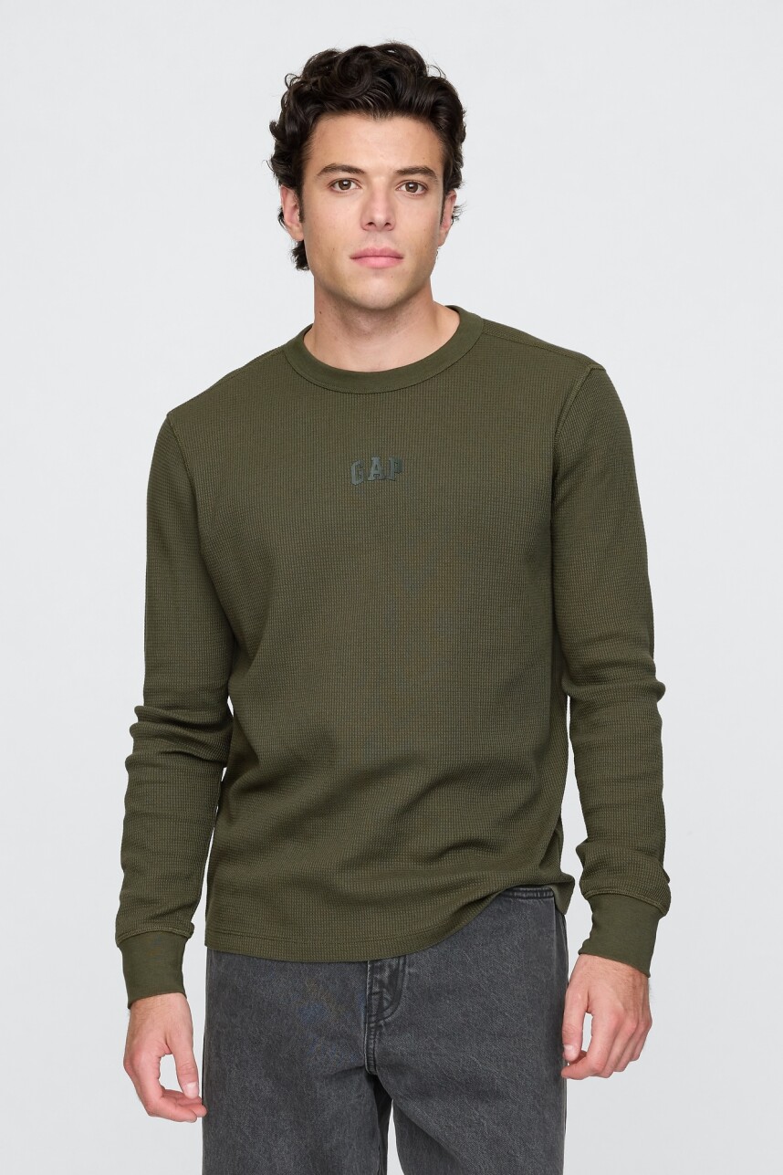 Remera Logo Gap Manga Larga Olive Night
