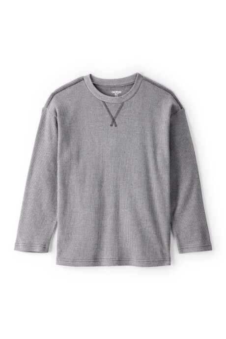 Remera de algodón térmico, manga larga, gris Sin color