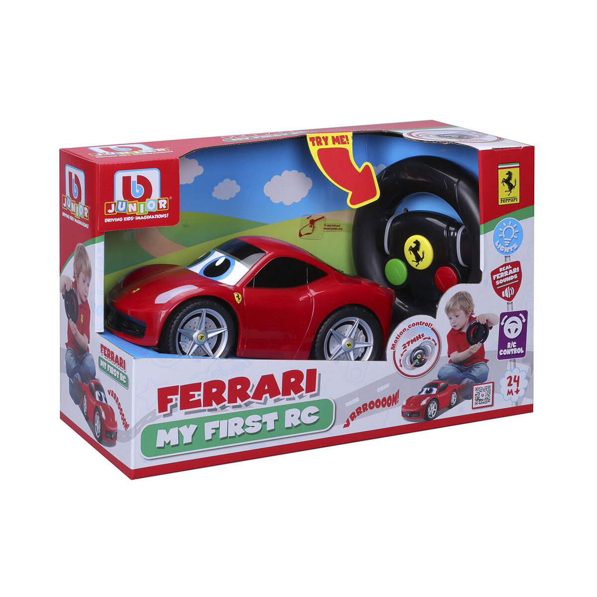 Bburago Jr Auto con Control Remoto Ferrari con Luz y Sonido 