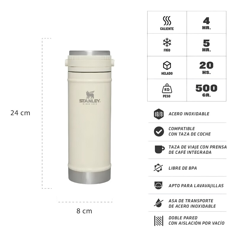 Cafetera De Viaje Stanley Prensa Francesa 453ml Crema