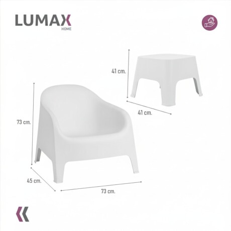 Set de 4 Sillas Skarpo + Mesa de exterior Blanco
