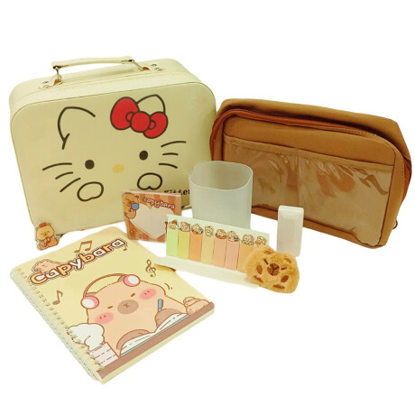 Set Valija Capibara Carpincho Escolar Artístico Real Set Valija Capibara Carpincho Escolar Artístico Real