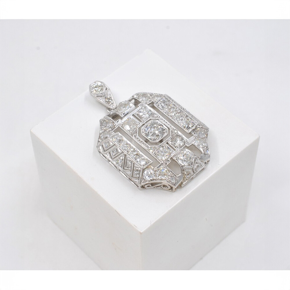 Colgante Antiguo Platino Y Brillantes Art Deco 4,50 Ct. Circa 1900-1940'S Colgante Antiguo Platino Y Brillantes Art Deco 4,50 Ct. Circa 1900-1940'S