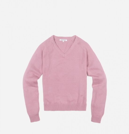 Sweater escote en V manga larga Rosa Palido