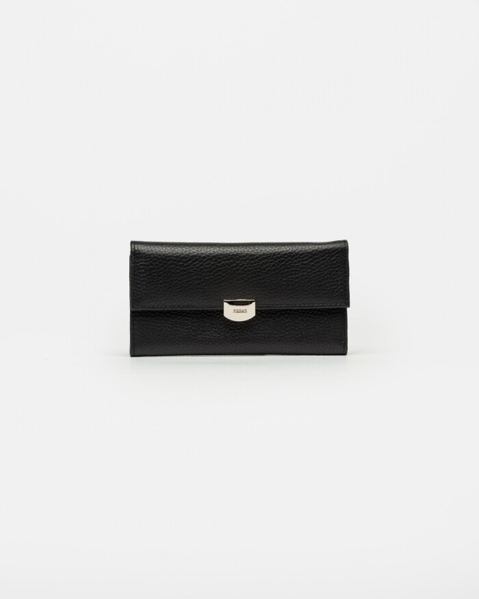 Billetera Marga En Cuero Graneado Negro