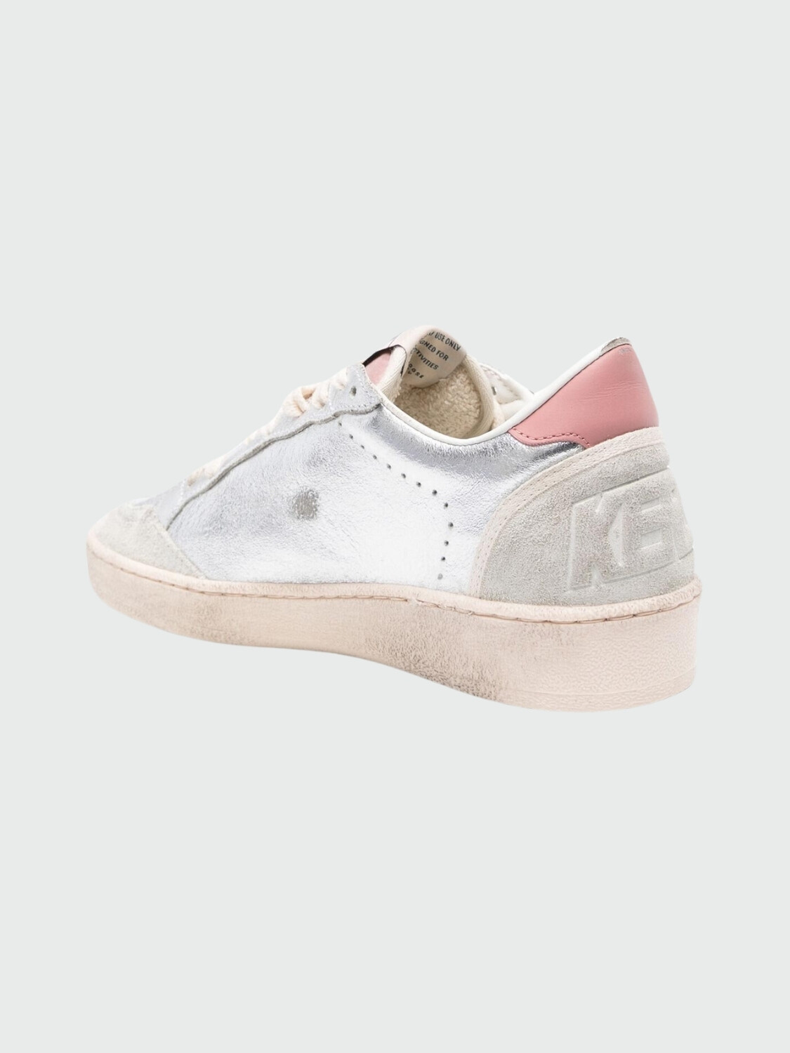 Golden Goose - Championes de cuero acordonados, Ball star Plateado