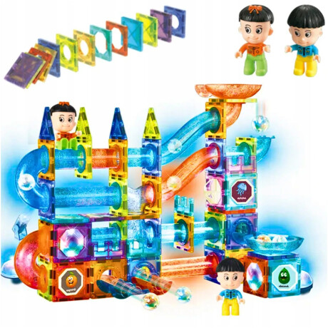 Bloques Construcción Magnéticos c/Luces Pista Laberinto 142P Multicolor